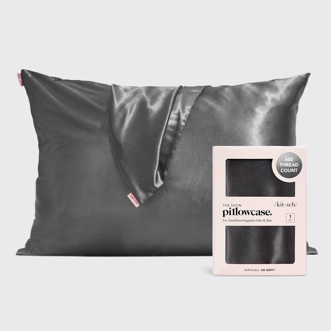 SATIN PILLOWCASE in CHARCOAL by KITSCH