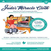 Advertisement for Jude's Miracle Cloth with vintage-style illustration of a woman cleaning.