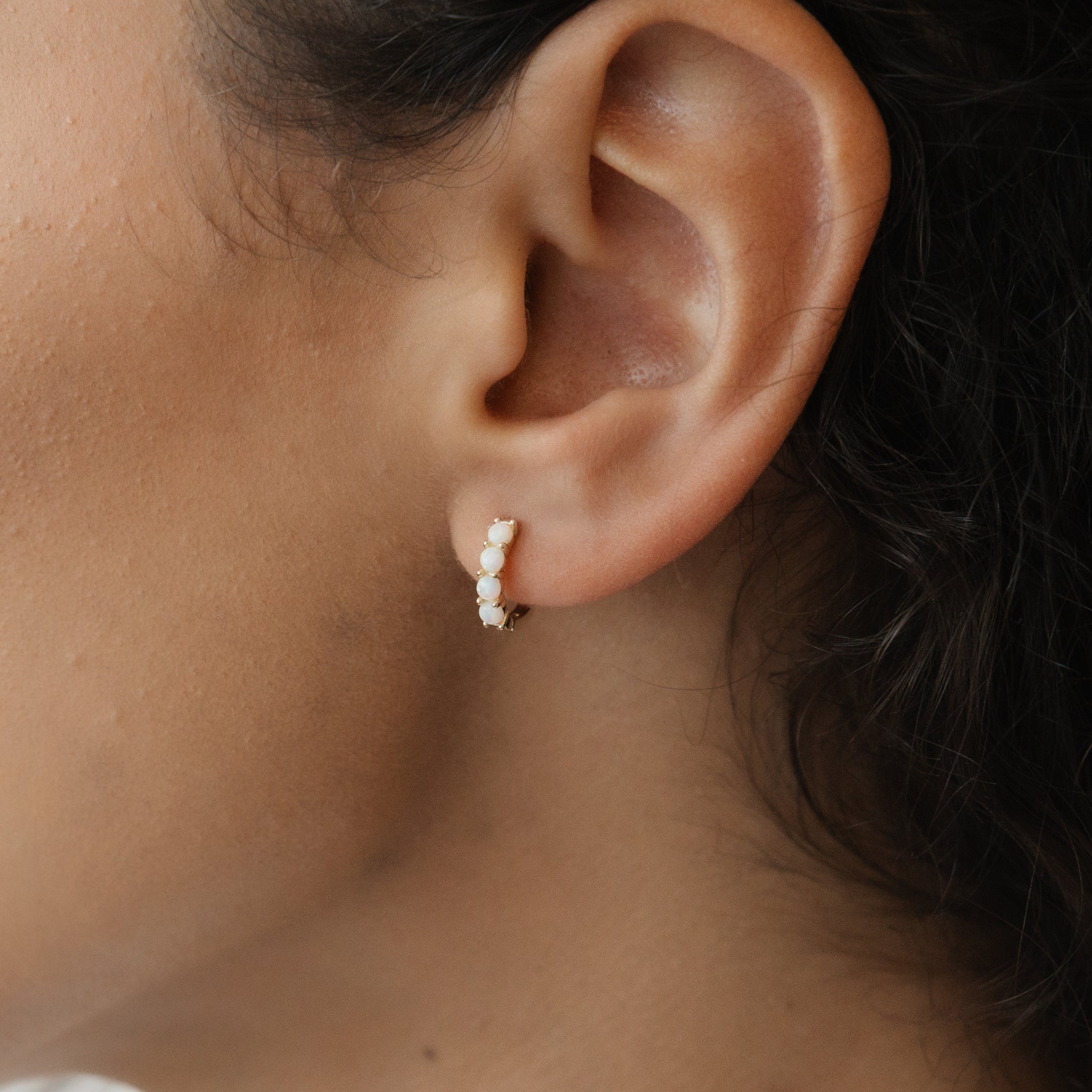 OPAL KISS HOOPS in GOLD & OPALITE by GLEE