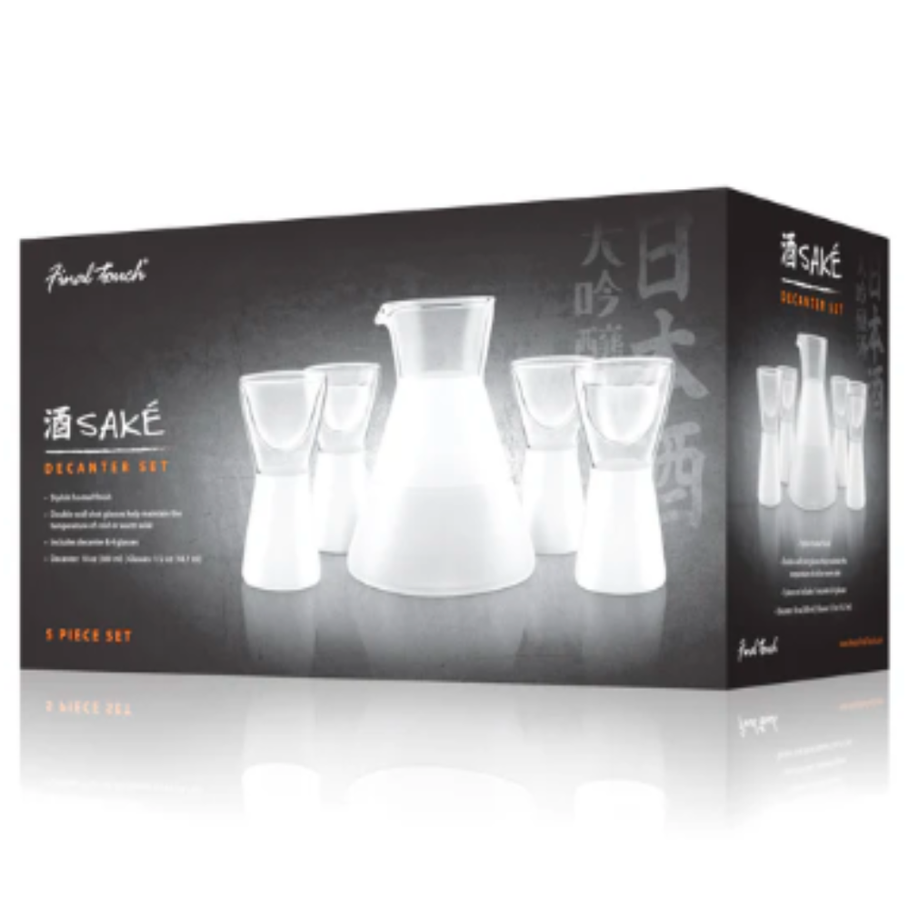 5 PIECE FROSTED SAKE DECANTER SET