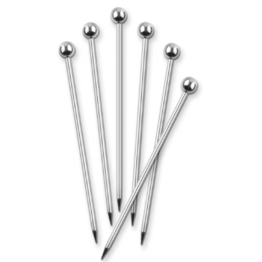 SILVER COCKTAIL PICKS - SET OF 6