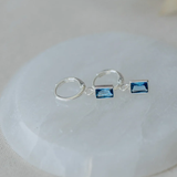 SILVER/SKY BLUE SHINE HOOPS by GLEE JEWELRY