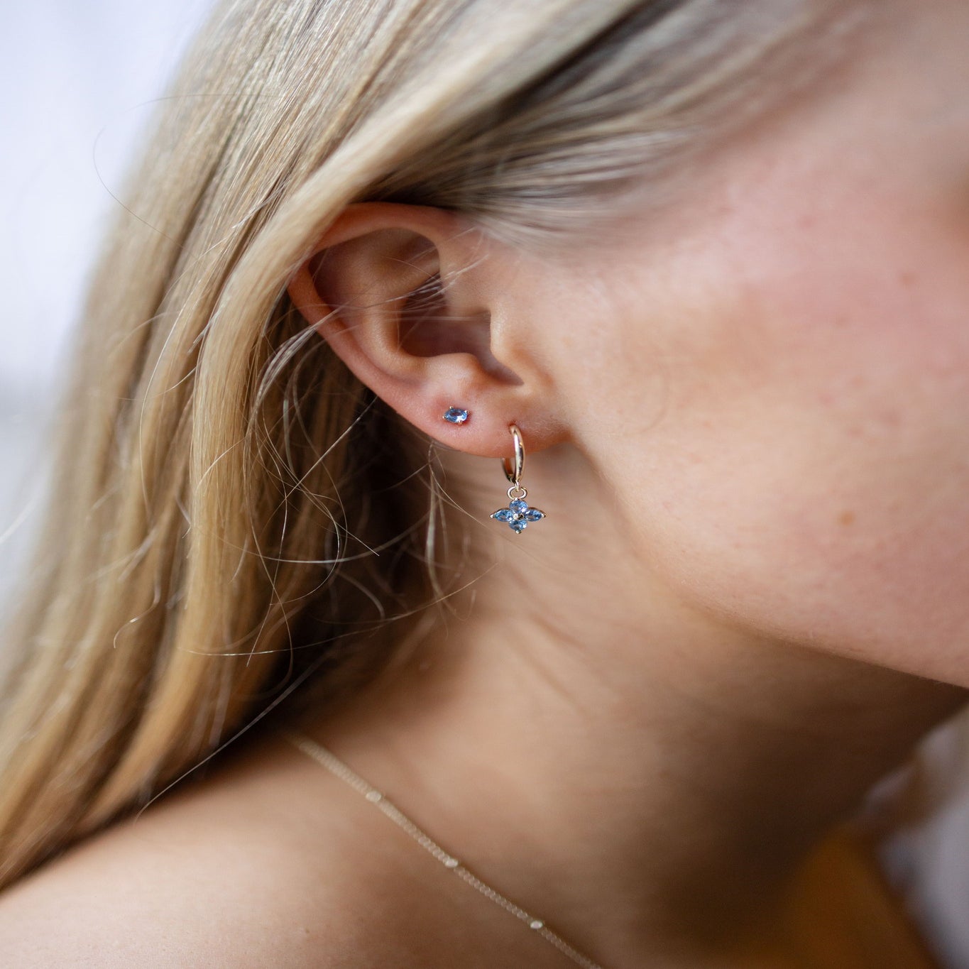 TWILA HOOPS in GOLD & SKY BLUE by GLEE