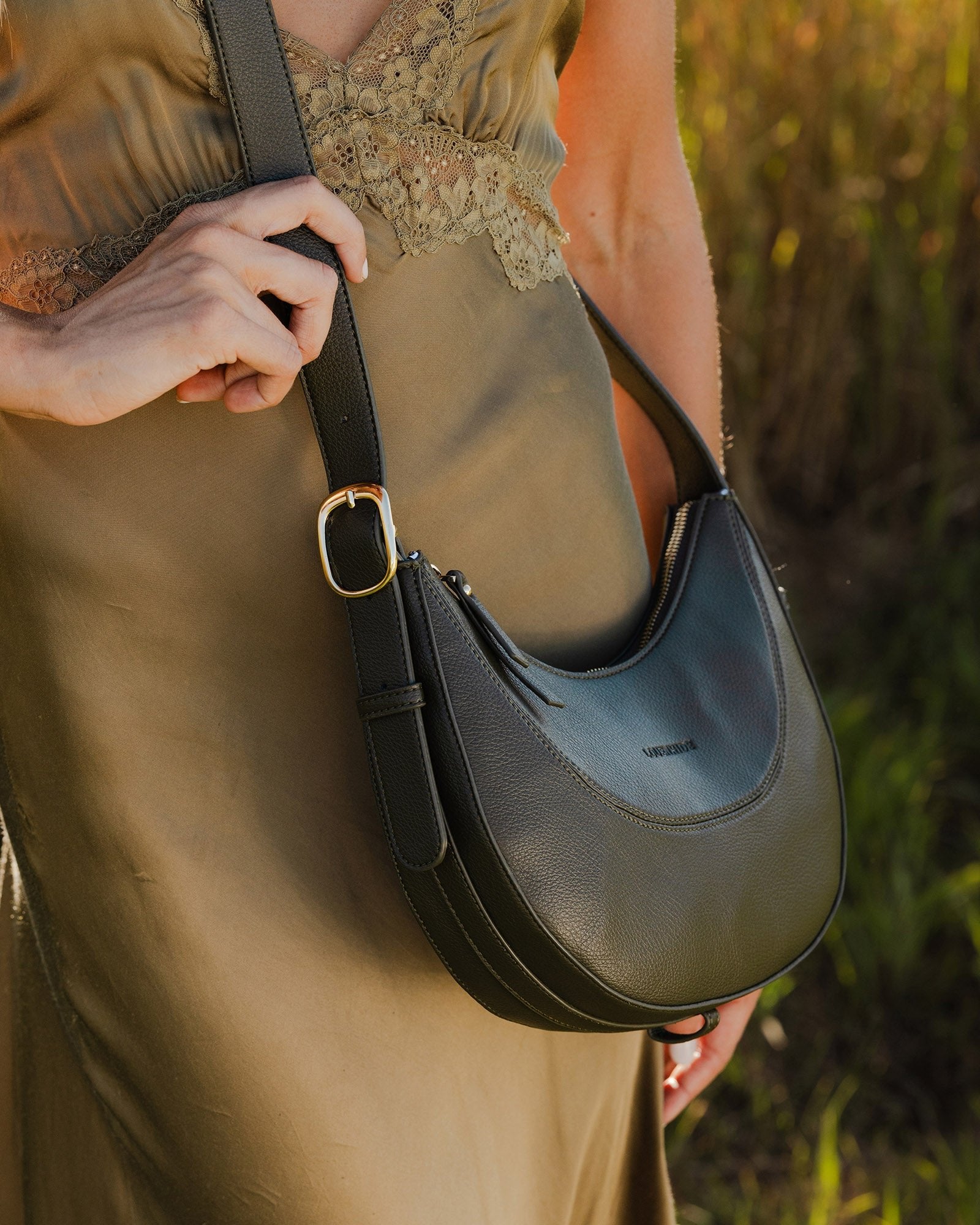 LANE CROSSBODY BAG in OLIVE by LOUENHIDE