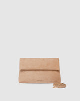 LUKA SUEDE CLUTCH CROSSBODY BAG in BLONDE by LOUENHIDE