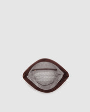 LUKA SUEDE CLUTCH CROSSBODY BAG in CHOCOLATE by LOUENHIDE