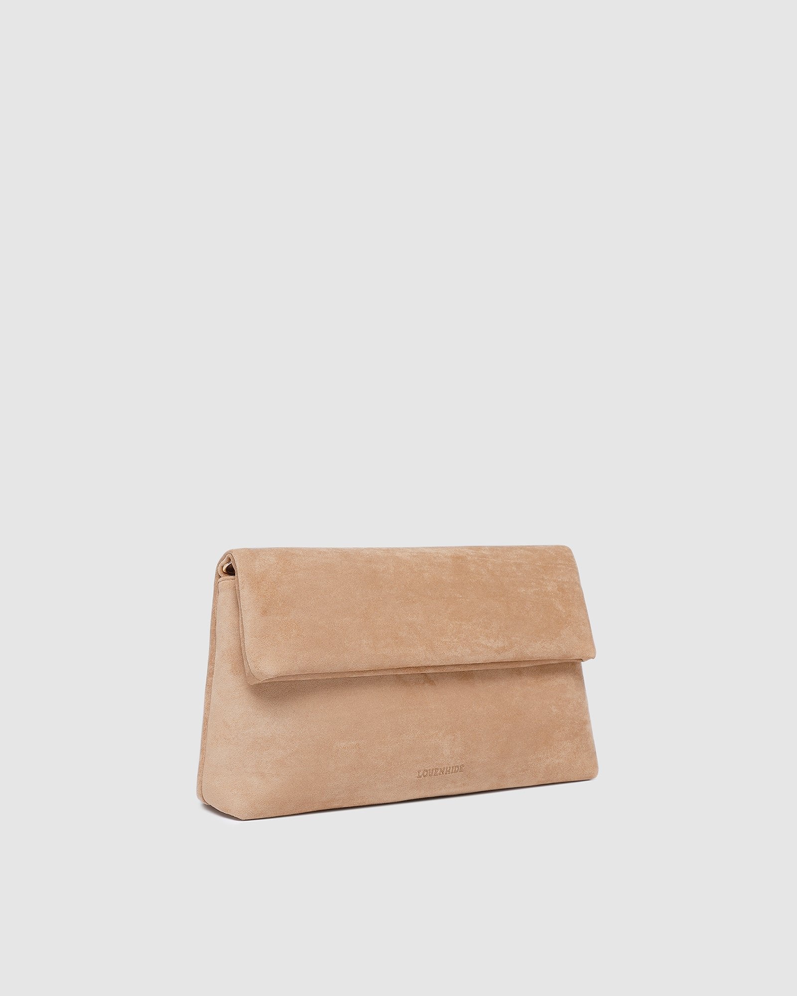 LUKA SUEDE CLUTCH CROSSBODY BAG in BLONDE by LOUENHIDE