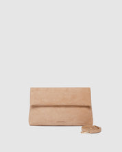 LUKA SUEDE CLUTCH CROSSBODY BAG in BLONDE by LOUENHIDE