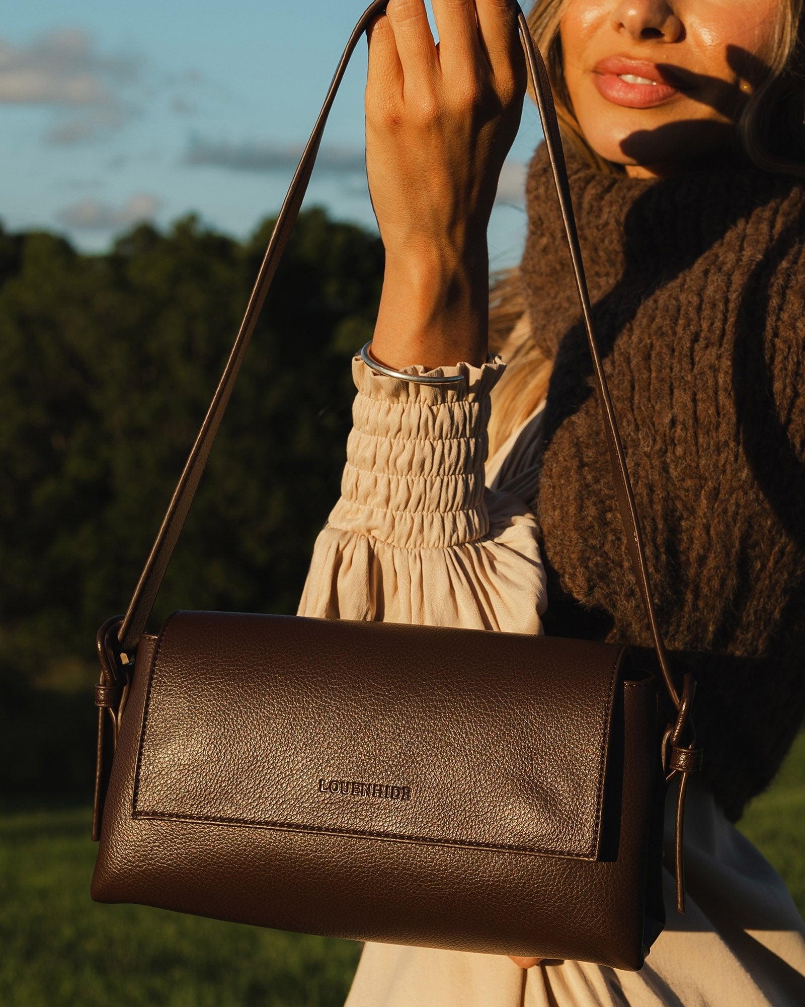 SOPHIA CROSSBODY BAG in CHOCOLATE by LOUENHIDE