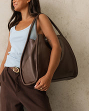 SUTTON SHOULDER BAG in CHOCOLATE by LOUENHIDE
