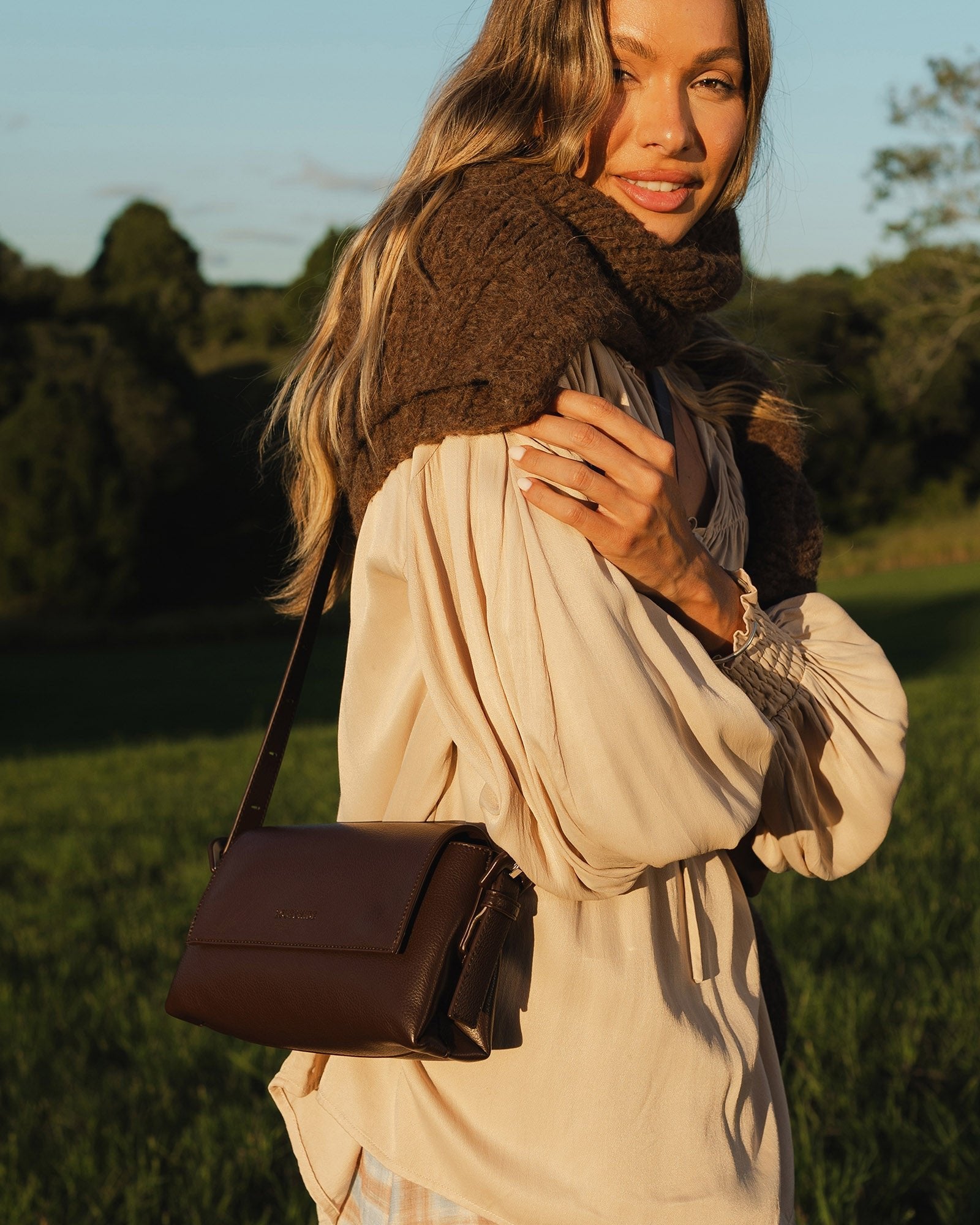 SOPHIA CROSSBODY BAG in CHOCOLATE by LOUENHIDE