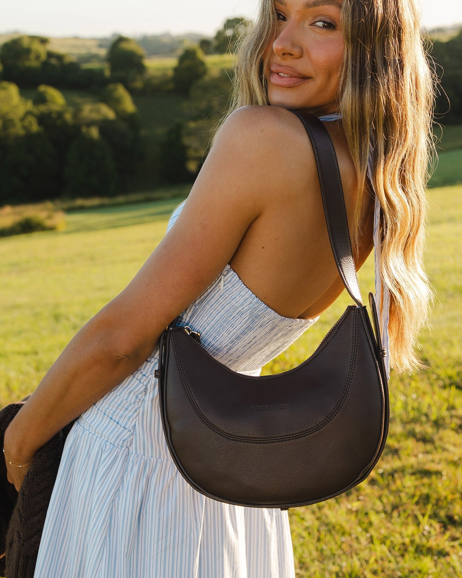 LANE CROSSBODY BAG in CHOCOLATE by LOUENHIDE