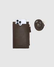 louenhide purse in chocolate on a white background