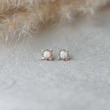 GOLD & WHITE OPAL AURORA STUDS by GLEE JEWELRY