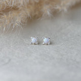 SILVER & WHITE OPAL AURORA STUDS by GLEE JEWELRY