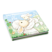 Children's book from jellycat titled 'My Mom and Me' with illustrations of two lambs on a white background
