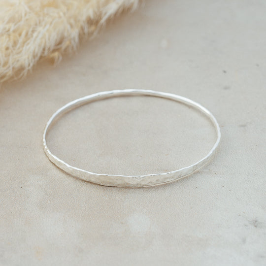 SILVER BE KIND BANGLE by GLEE JEWELRY
