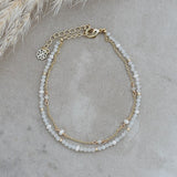 GOLD, WHITE MOONSTONE & WHITE PEARL BETHANY BRACELET by GLEE JEWELRY