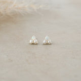 SILVER, WHITE PEARL & OPAL ELEGANCE STUDS by GLEE JEWELRY