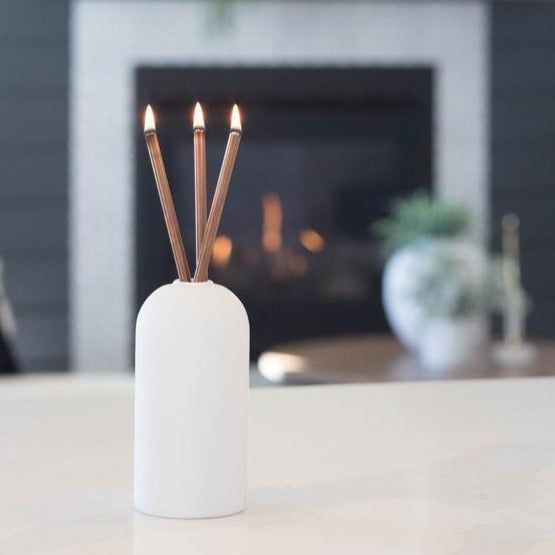 WHITE WYLIE VASE by EVERLASTING CANDLE CO.