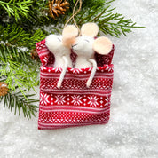 MICE SNUGGLED IN BED ORNAMENT