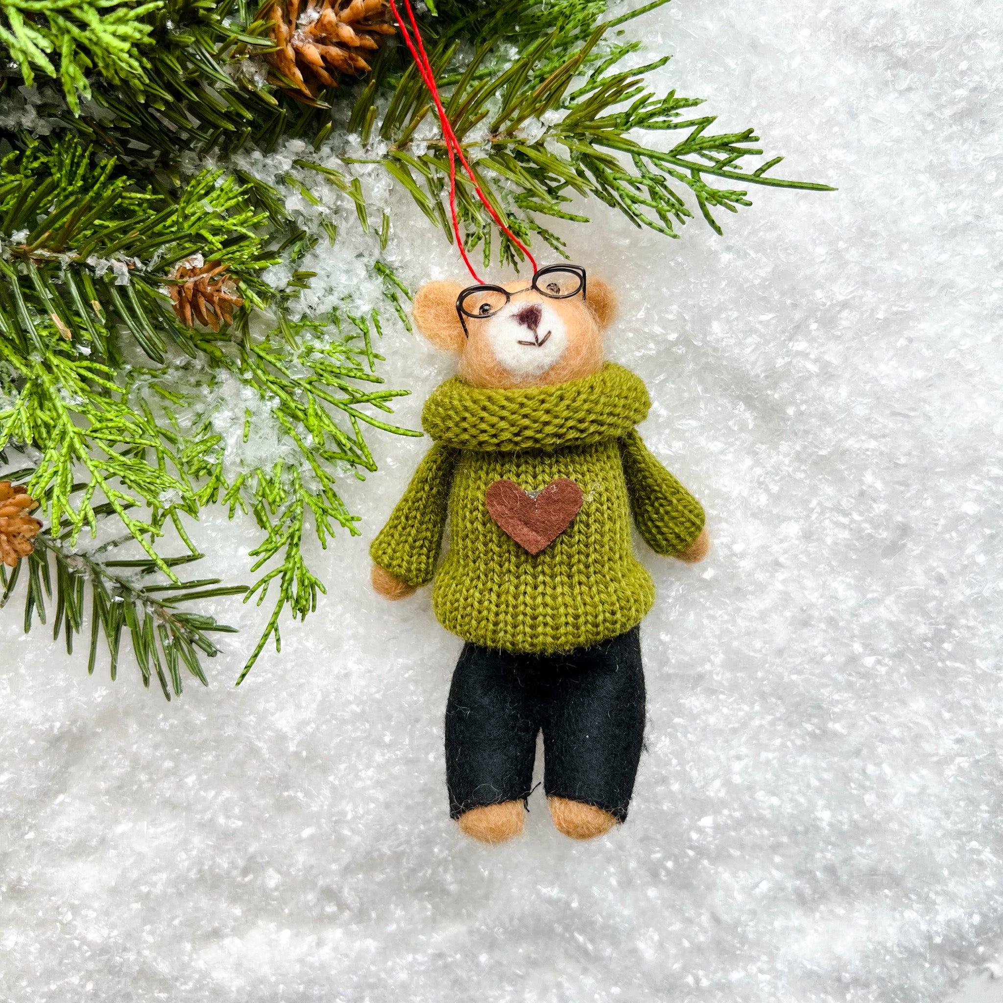 BEAR IN HEART SWEATER ORNAMENT