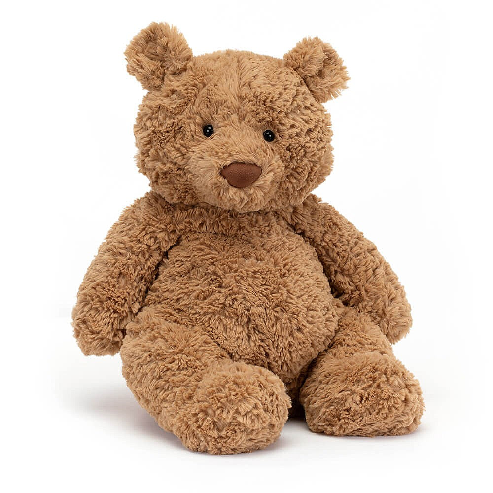 small fluffy brown bartholomew bear stuffed plush toy made by jellycat