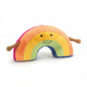 fluffy rainbow stuffed plush toy with black smiley face made by jellycat