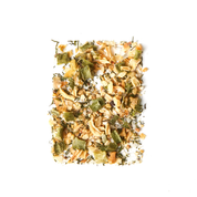 pile of stockholm lemon dill blend shaped into rectangle on white background 
