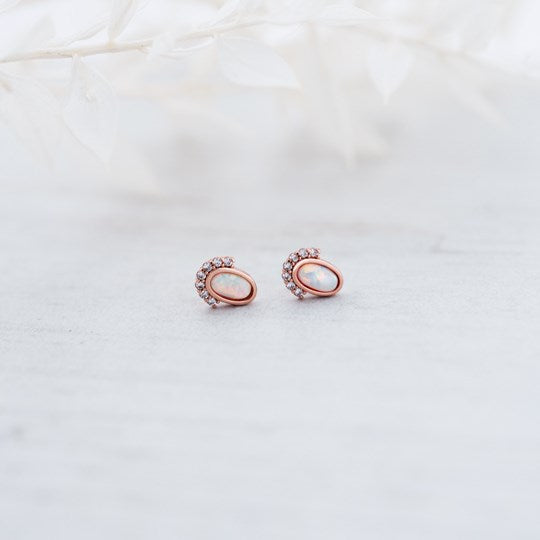 ROSE GOLD & OPAL MADAME STUDS by GLEE JEWELRY
