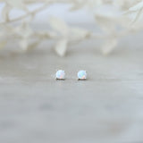 SILVER & WHITE OPAL MARLOW STUDS by GLEE JEWELRY