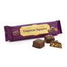 purple and gold package of rogers sea salt empress squares with two and a half caramels in front on white background