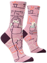 GO AWAY I'M INTROVERTING W-CREW SOCKS by BLUE Q