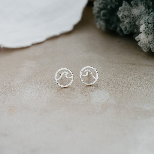 SILVER SHORE STUDS by GLEE JEWELRY