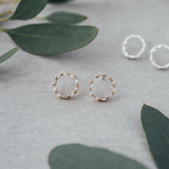 GOLD & CLEAR KINSHIP STUDS by GLEE JEWELRY
